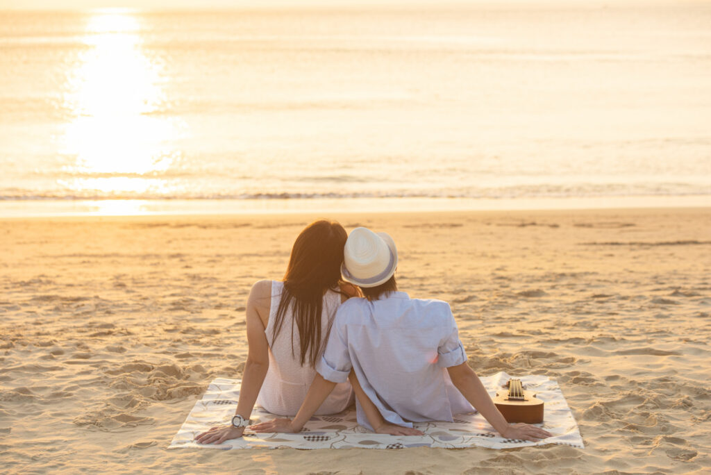 Relaxed couple enjoying peace of mind after completing bankruptcy process in Alabama